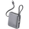 Powerbank Pocket Dual Cord 10000mAh 22,5W z wbudowanym kablem USB-C 15cm Szary